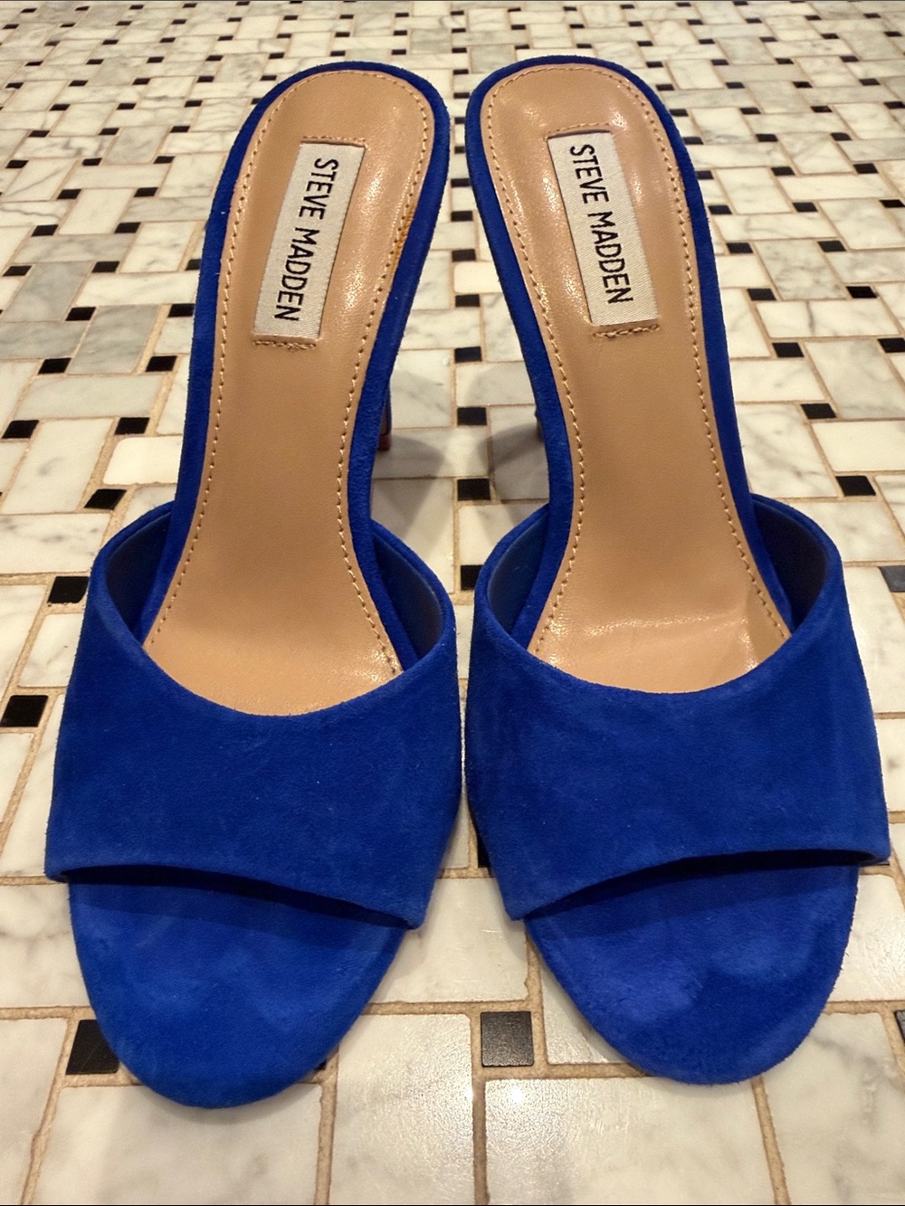 Steve Madden Royal Blue Suede Open-Toe Mule Heels 7